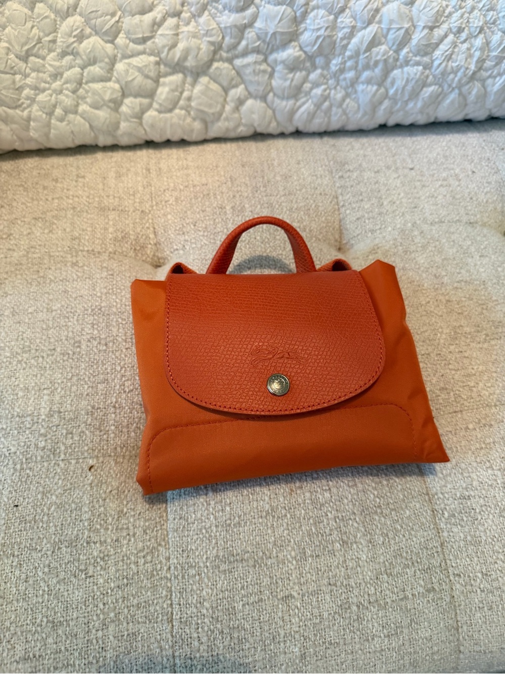 Longchamp Orange Le Pliage Recycled Canvas Backpack - Picture 7 of 12